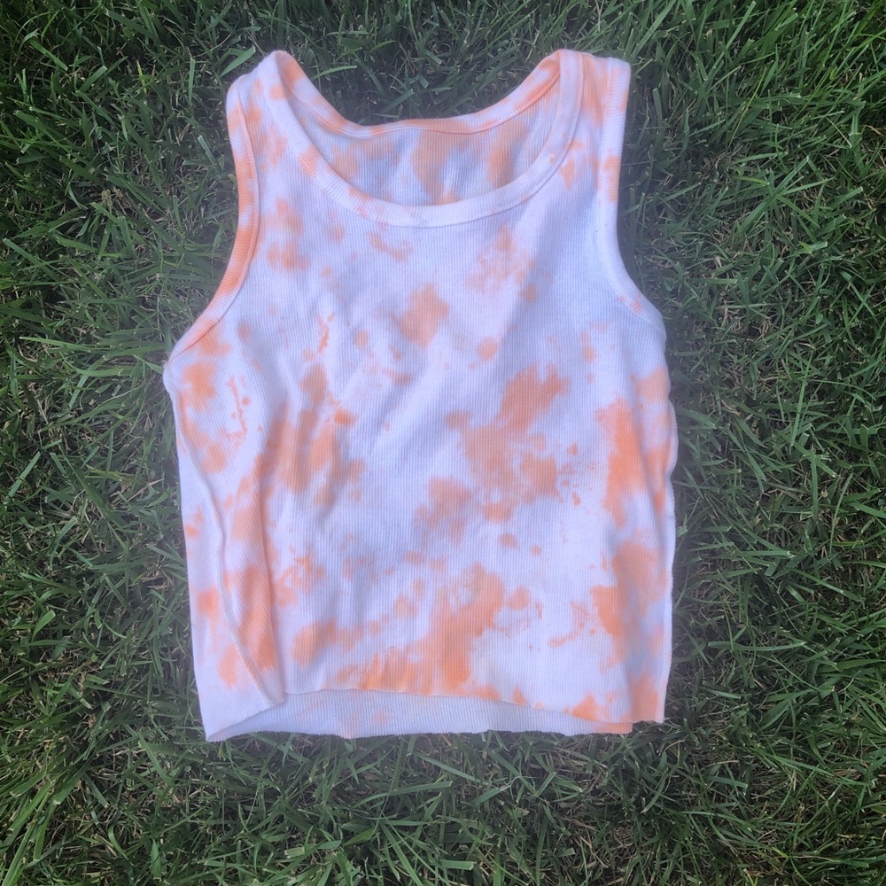 Orange tie dye cropped tank top